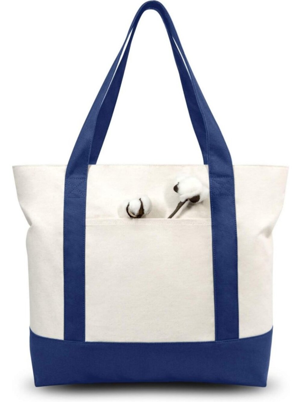 Stylish Canvas Tote Bag with External Pocket, Reusable Grocery Shopper, Zipper